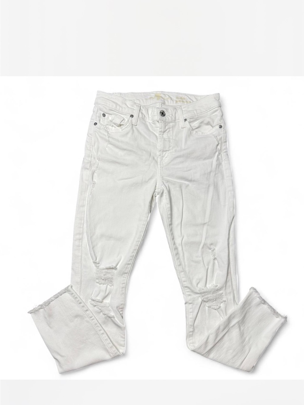 7 For All Mankind White High-Rise Skinny Jeans